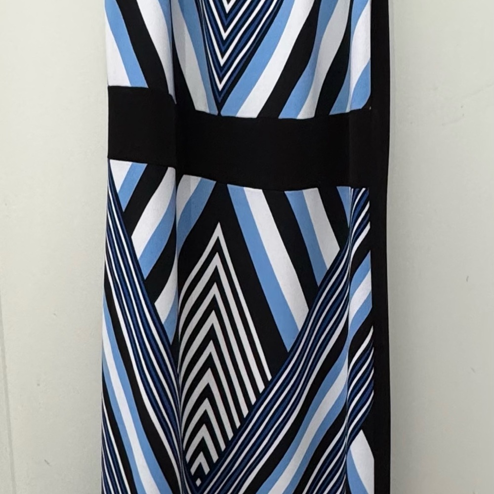 Geometric Blue and Black Maxi Dress